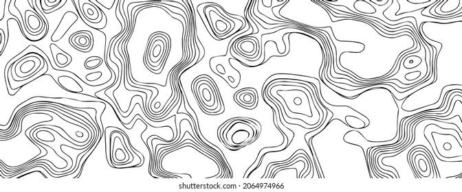Topographic map of the area. White phot with black lines. The background is stylized as a contour height map. Depth, topography, depth map.