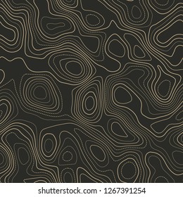 Topographic map background. Actual topography map. Seamless design. Flawless tileable isolines pattern, vector illustration.
