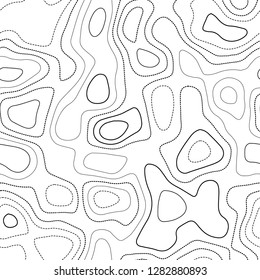 Topographic map background. Actual topography map. Black and white seamless design, appealing tileable isolines pattern. Vector illustration.
