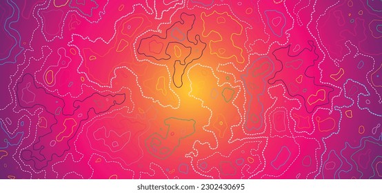 Concepto de fondo del mapa topográfico. ilustración del vector de contorno de línea superior de fondo de degradado colorido. Concepto geográfico. La altura estilizada del contorno del mapa topográfico en líneas coloridas
