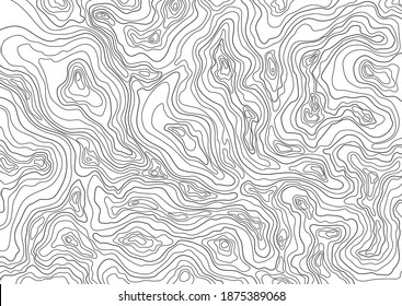 Topographic map background concept. Monochrome topographic background pattern with topographic or isolines. Geography concept