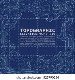 Topographic map background concept with space for text. Topo contour map. Vector abstract illustration. Hills, rivers and mountains. Geography concept. Wavy graphic backdrop. Cartography and topology
