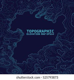 Topographic map background concept with space for text. Topo contour map. Vector abstract illustration. Hills, rivers and mountains. Geography concept. Wavy graphic backdrop. Cartography and topology.