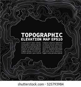 Topographic map background concept with space for text. Topo contour map. Vector abstract illustration. Hills, rivers and mountains. Geography concept. Wavy graphic backdrop. Cartography and topology.