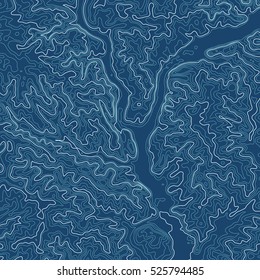 Topographic map background concept. Topo contour map. Vector abstract illustration. Hills, rivers and mountains. Geography concept. Wavy graphic backdrop. Cartography and topology.