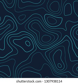 Topographic map background. Futuristic seamless design. Powerful tileable isolines pattern. Vector illustration.