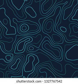 Topographic map background. Futuristic seamless design. Bewitching tileable isolines pattern. Vector illustration.