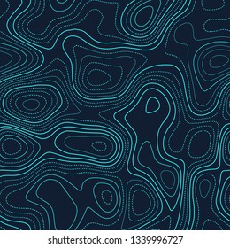 Topographic map background. Futuristic seamless design. Unusual tileable isolines pattern. Vector illustration.
