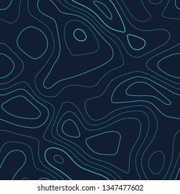 Topographic map background. Futuristic seamless design. Mesmeric tileable isolines pattern. Vector illustration.