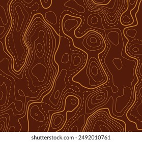 Topographic map background. Generating a terrain elevation map. Grid map. Contour map. Valleys and mountains. Geography concept. Wavy background. Vector illustration.
