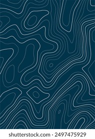 Topographic map background. Generating a terrain elevation map. Grid map. Contour map. Valleys and mountains. Geography concept. Wavy background. Vector illustration.