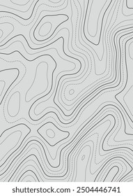 Topographic map background. Generating a terrain elevation map. Grid map. Contour map. Valleys and mountains. Geography concept. Wavy background. Vector illustration.