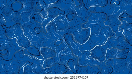 Topographic map background. Generating a terrain elevation map. Grid map. Contour map. Valleys and mountains. Geography concept. Wavy background. Vector illustration.
