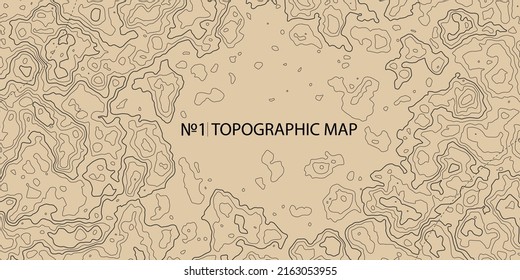 Topographic map background. Geographic abstract patterns grid. The topo contour map with stylized height. Mountain trail terrain, terrain path. Old yellow Background. Vector illustration.