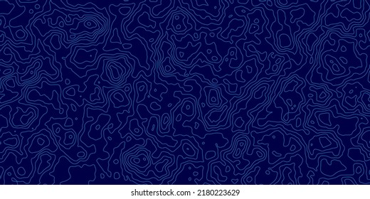 Topografischer Kartenhintergrund. Geografisches abstraktes Muster-Raster. Die topoblaue Konturkarte mit stilisierter Höhe. Gebirgswege, Geländeweg. Vektorgrafik.
