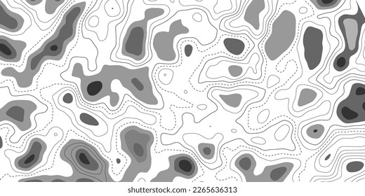 Topographic map background. Geographic abstract pattern. The topo contour with height indicator. Mountain trail terrain or path. Vector illustration.