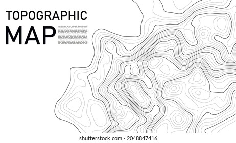 Topographic map background. Geographic line map with elevation assignments. Contour background geographic grid. Vector illustration.