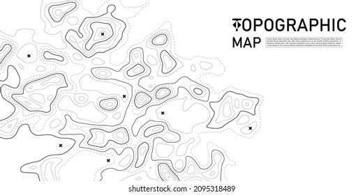 Topographic map background. Geographic line map with elevation assignments. Contour background geographic grid. Vector illustration.