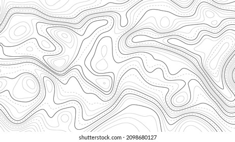 Topographic map background. Geographic line map with elevation assignments. Contour background geographic grid. Vector illustration.