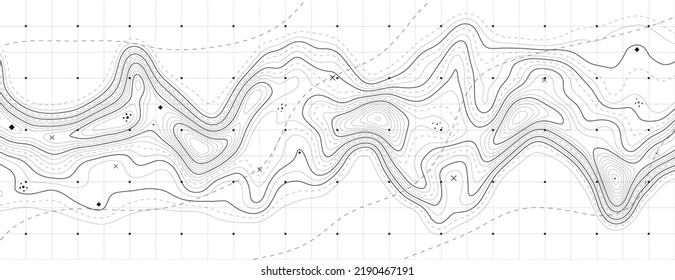 Topographic map background. Geographic line map with elevation assignments. Contour background geographic grid. Vector illustration. svg