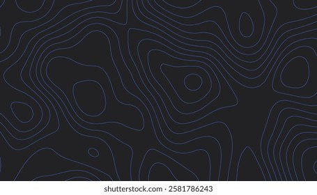 Topographic map background geographic line map with seamless ornament design.3D modern abstract black and purple background