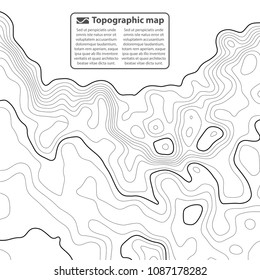 Topographic map background. Grid map. Contour. Vector illustration.