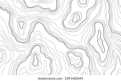 Topographic map background illustration of island hand drawn. Contour background design element thin wavy lines.Abstract concept image for background. Contours relief of mountains collection.