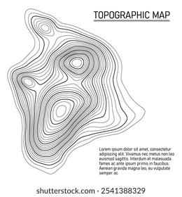 Mapa topográfico. Fondo de líneas. Mapas de contorno de relieve de montaña. Fondo de pantalla geográfico Abstractas. Ilustración vectorial.