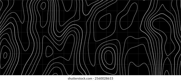 Topographic map. Background of lines. Contour maps of mountain relief. Abstract geographic wallpaper. Vector illustration.