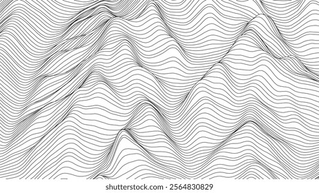 Topographic map. Background of lines. Contour maps of mountain relief. Abstract geographic wallpaper. Vector illustration.