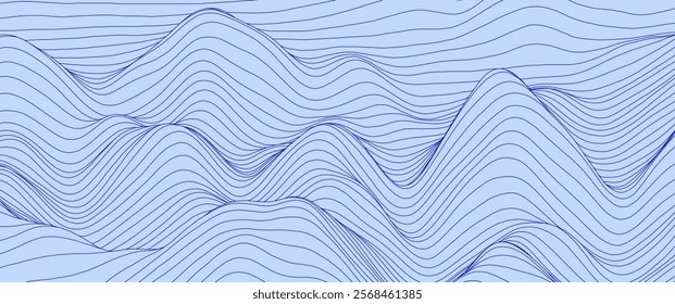 Topographic map. Background of lines. Contour maps of mountain relief. Abstract geographic wallpaper. Vector illustration.