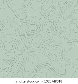 Topographic map background, seamless design, bewitching tileable pattern in green tones, vector illustration.