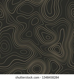 Topographic map background, seamless design, surprising tileable isolines pattern, vector illustration.