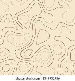 Topographic map background, seamless design, likable tileable isolines pattern, vector illustration.