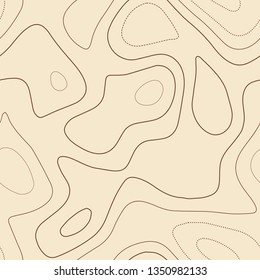 Topographic map background, seamless design, authentic tileable isolines pattern, vector illustration.