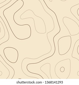 Topographic map background, seamless design, brilliant tileable isolines pattern, vector illustration.