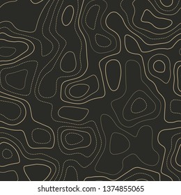 Topographic map background, seamless design, appealing tileable isolines pattern, vector illustration.