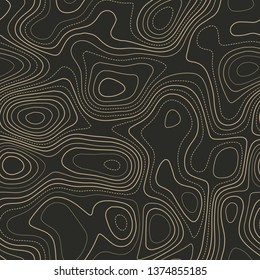 Topographic map background with a seamless design featuring unusual tileable isolines pattern, vector illustration.