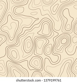 Topographic map background, seamless design, delicate tileable isolines pattern, vector illustration.