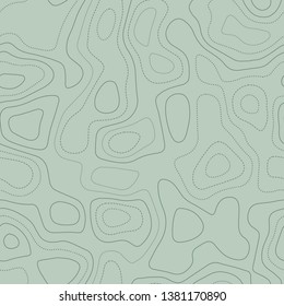 Topographic map background, seamless design, appealing tileable pattern in green tones, vector illustration.