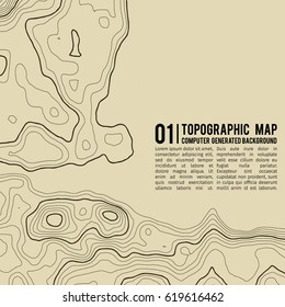 Topographic map background with space for copy . Line topography map contour background , geographic grid abstract vector illustration . Mountain hiking trail over terrain .