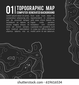 Topographic map background with space for copy . Line topography map contour background , geographic grid abstract vector illustration . Mountain hiking trail over terrain .