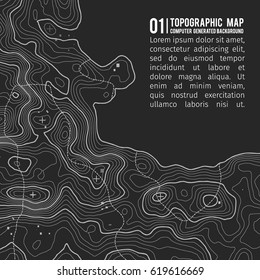 Topographic Map Background With Space For Copy . Line Topography Map Contour Background , Geographic Grid Abstract Vector Illustration . Mountain Hiking Trail Over Terrain .