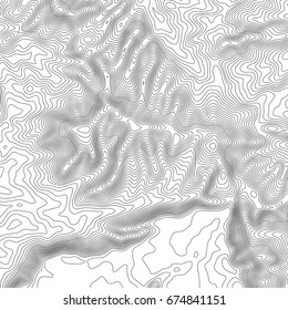 Topographic map background with space for copy . Line topography map contour background , geographic grid abstract vector illustration . Mountain hiking trail over terrain .