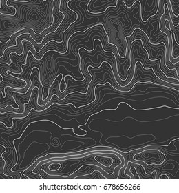 Topographic map background with space for copy . Line topography map contour background , geographic grid abstract vector illustration . Mountain hiking trail over terrain .