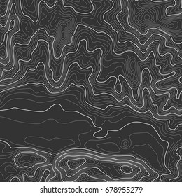 Topographic map background with space for copy . Line topography map contour background , geographic grid abstract vector illustration . Mountain hiking trail over terrain .