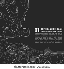 Topographic map background with space for copy . Line topography map contour background , geographic grid abstract vector illustration . Mountain hiking trail over terrain .