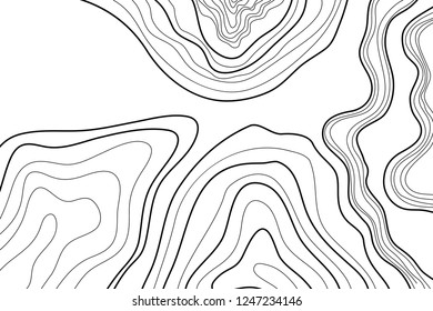 topographic map, black lines on white background, vector