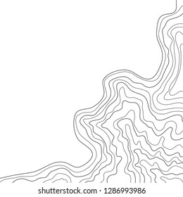 topographic map, black lines on white background, vector