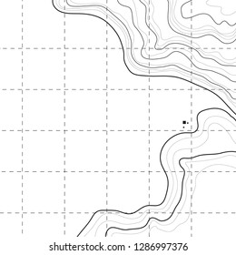 topographic map, black lines on white background, vector
